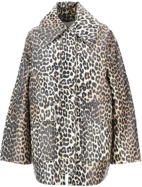Jacheta Coated fabric jacket with leopard-print