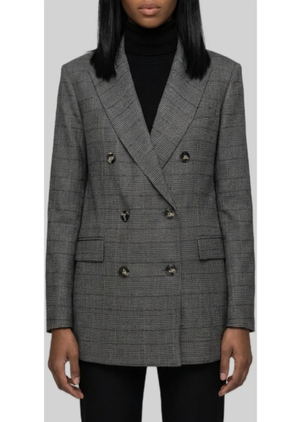 Jacheta Double-Breasted Prince Of Wales Check Jacket