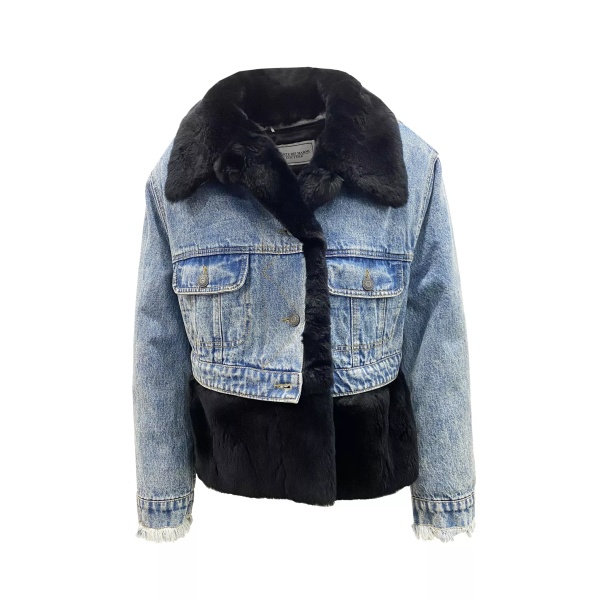 Jacheta Forte Dei Marmi Couture Fur Lining Denim Jacket