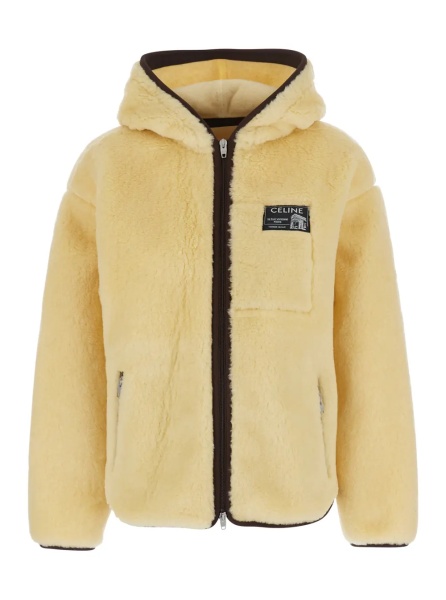 Jacheta Polar Fleece Jacket with High Collar and Front Closure in Beige Women
