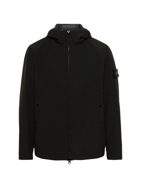 Jacheta Stone Island neagra din spandex/elastan si polyester