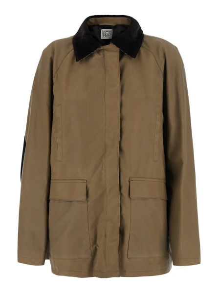 Jacheta TOTÊME Beige Jacket with classic collar and patch elbows in cotton for women
