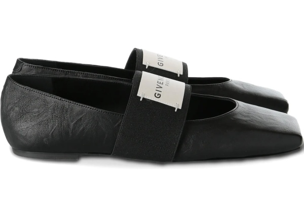 Leather Sliced Square Ballerinas