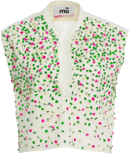 Maiou Top with floral appliqués 'Gaia'