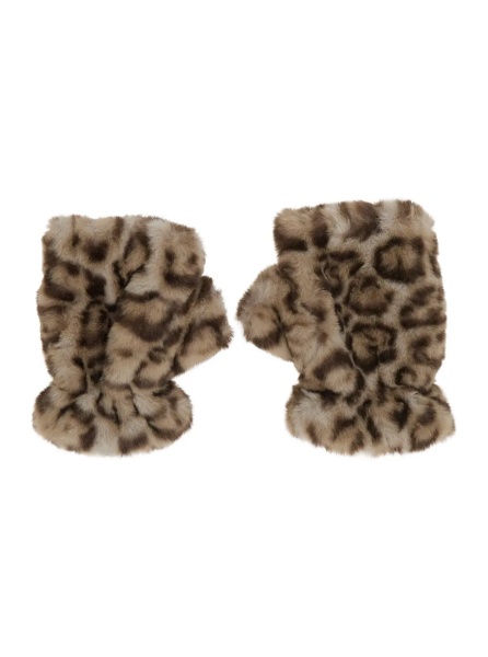Manusi Ariel Leopard Fingerless Gloves with leopard print and soft fabric, brown, women