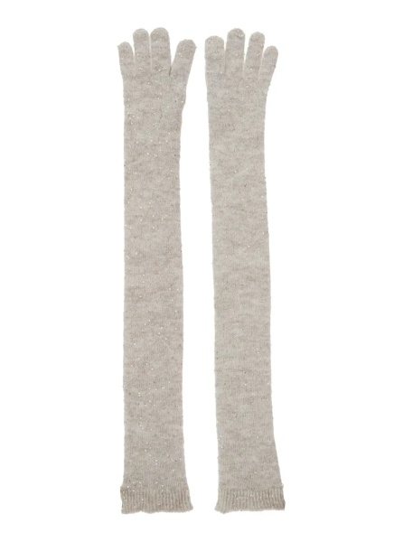 Manusi grey gloves with all-over applied sequins in wool and mohair blend Women
