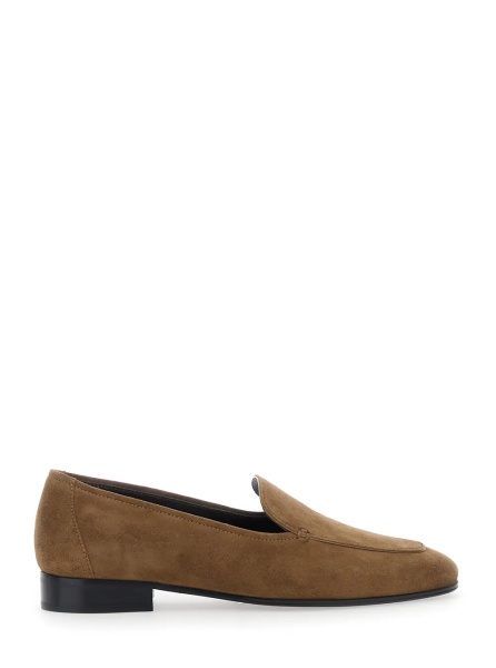 Mocasini 'Adam' Beige Loafers with Rounded Toe and Low Leather Heel in Suede for Women