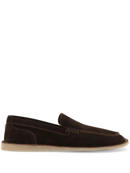 Mocasini Dolce & Gabbana maro din piele intoarsa