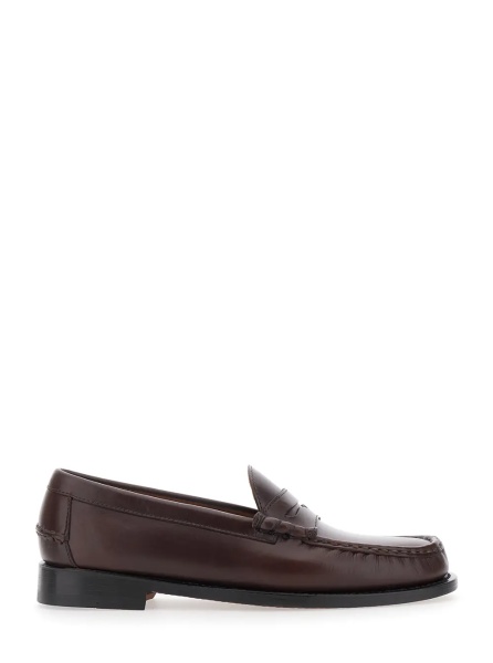 Mocasini Loafers FERRARA in smooth leather with brown rubber sole for men
