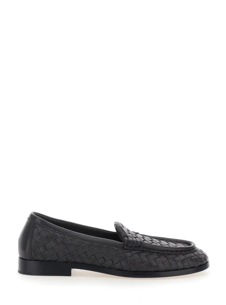 Mocasini 'Silenzio' Brown Loafers with Rounded Toe and Intreccio Motif in Leather for Women