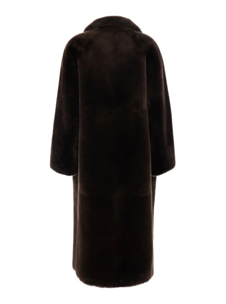 Palton brown Coat with notched collar in fur women