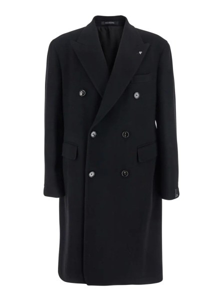 Palton 'Londra' Black Oversized Double-Breasted Coat in Wool Man