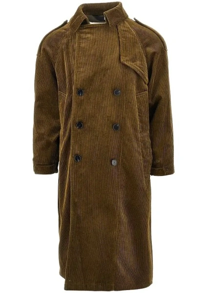 Palton Paltò Corduroy double-breasted long coat