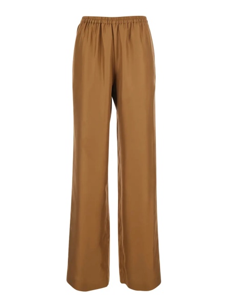 Pantaloni 'Alera' Brown Pants with Elastic Waist and Wide Leg in Silk for Women