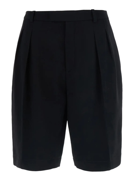 Pantaloni Black Bermuda with Belt Loops and two welt pockets on the back in wool for women