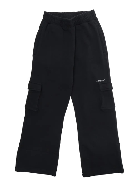 Pantaloni Black Cargo Pants with Logo on the Front in Cotton Girl