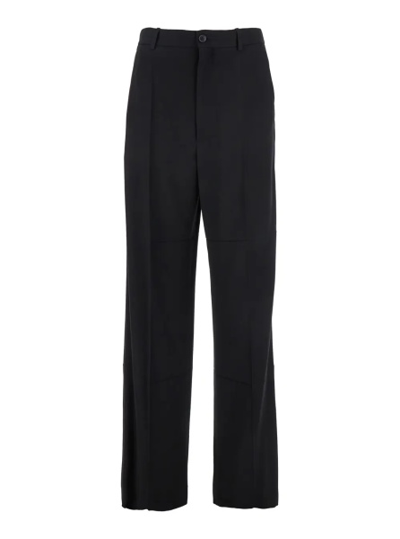 Pantaloni Black Pants with Belt Loops in Wool Blend Man