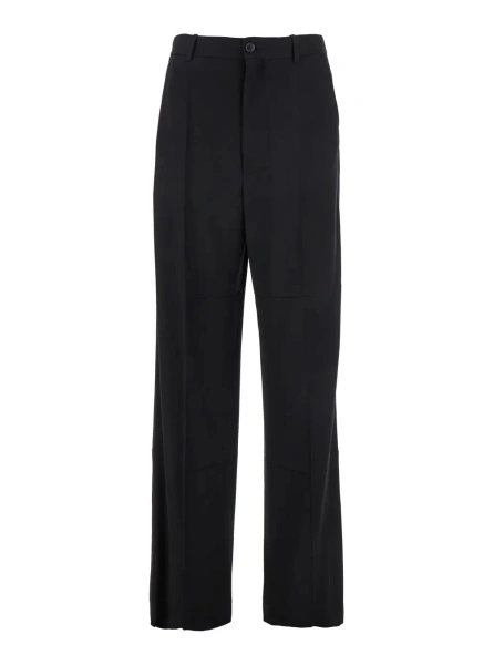 Pantaloni Black Pants with Belt Loops in Wool Blend Man