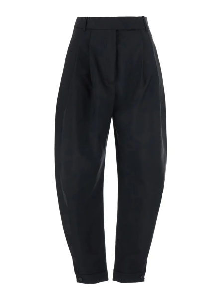 Pantaloni Black Pants with Cuff Hem in Wool Blend for Women