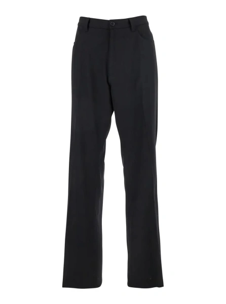 Pantaloni Black Tailored Trousers with Belt Loops in Wool Man