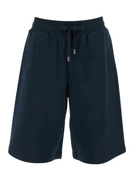 Pantaloni Blue Bermuda Shorts with Elastic Waist and Logo on the Back for Men