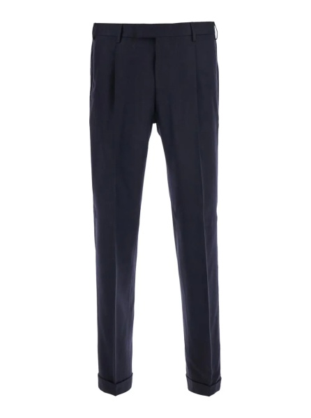 Pantaloni Blue Pants with Single Pleat on the Front in Wool Blend for Men