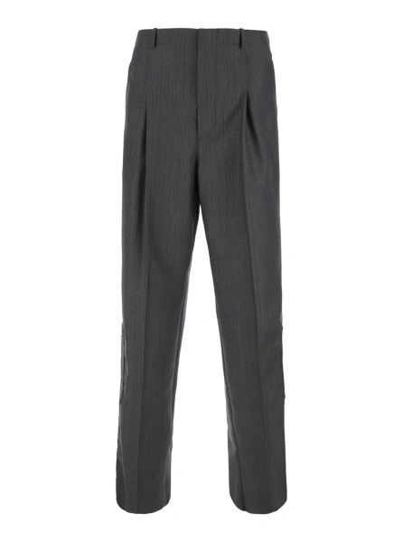 Pantaloni Bottega Veneta gri din lana si mohair