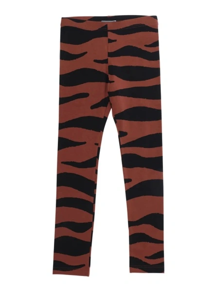 Pantaloni Brown Leggings with all-over zebra print in stretch cotton Girl