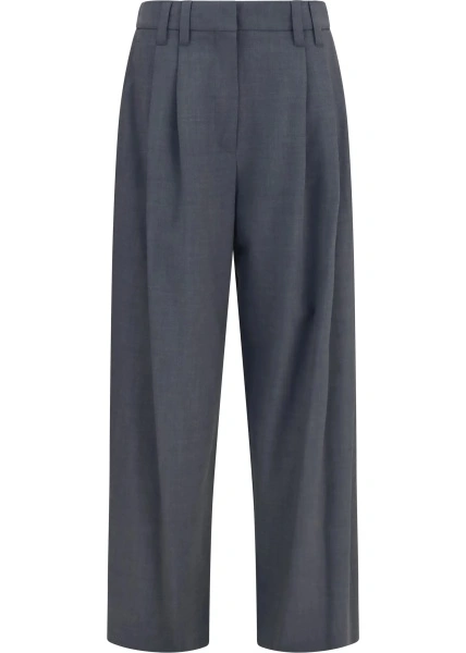 Pantaloni Brunello Cucinelli gri din lana