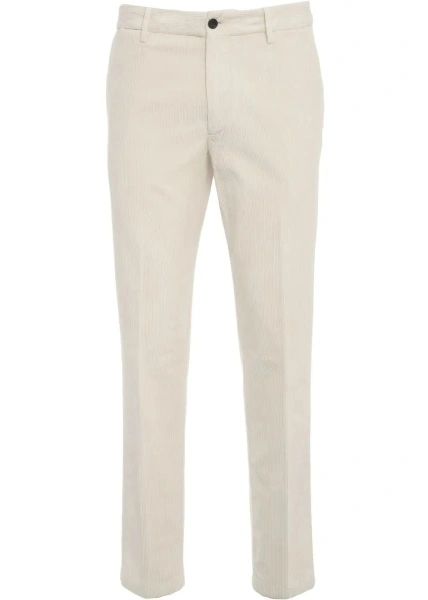 Pantaloni casual Briglia albi din catifea reiata