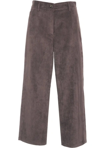 Pantaloni casual Gender maro din catifea reiata