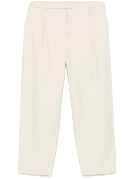 Pantaloni conici Brunello Cucinelli albi din elastan si bumbac