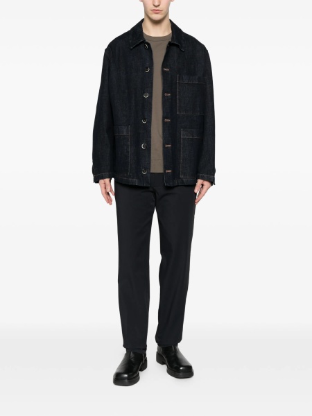 Pantaloni conici Emporio Armani albastri