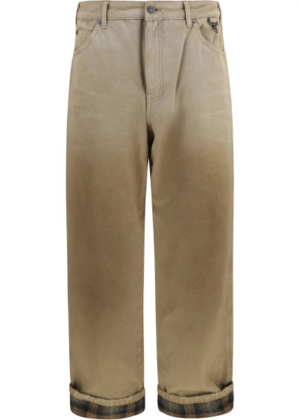 Pantaloni Cotton Pants with check detail