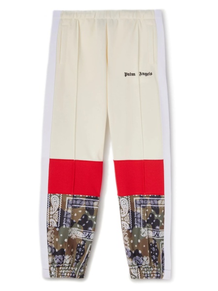 Pantaloni de trening Palm Angels albi din polyester si bumbac