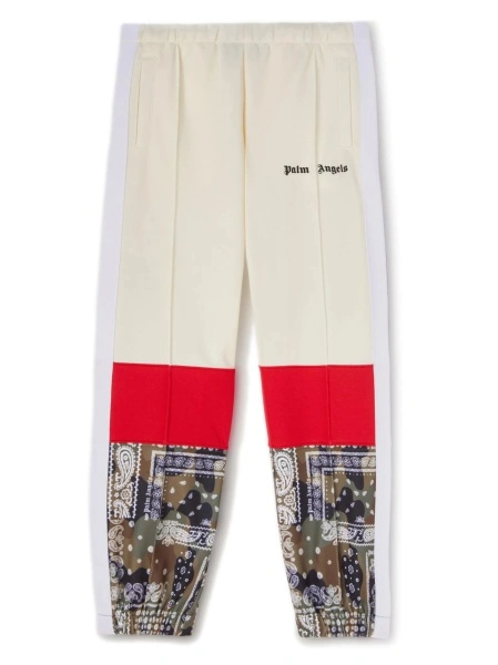 Pantaloni de trening Palm Angels albi din polyester si bumbac