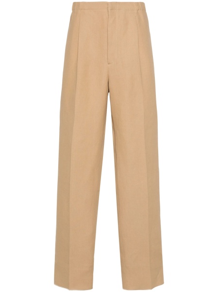 Pantaloni drepti Fendi neutri din hartie