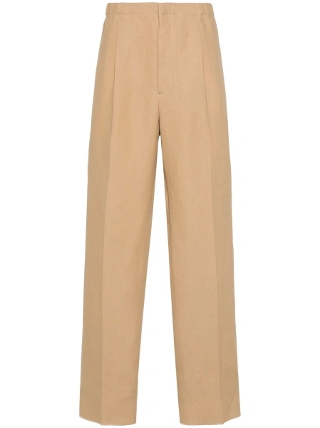 Pantaloni drepti Fendi neutri din hartie