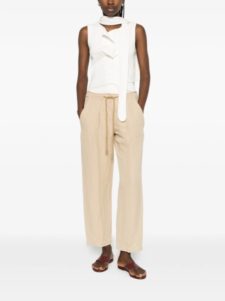 Pantaloni drepti Isabel Marant neutri din matase si in