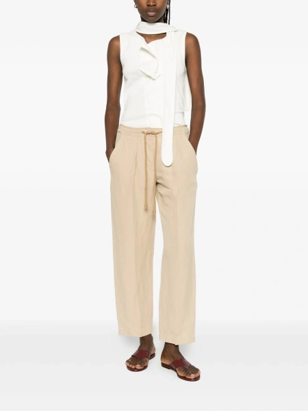 Pantaloni drepti Isabel Marant neutri din matase si in