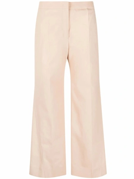 Pantaloni drepti Jil Sander neutri din bumbac