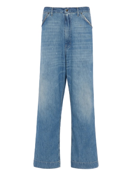Pantaloni drepti Maison Margiela albastri