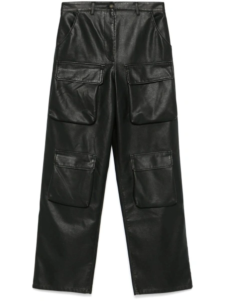 Pantaloni drepti MSGM negri din vascoza si fibre