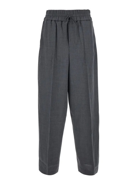 Pantaloni Gray pants with elasticized drawstring waist in wool for men