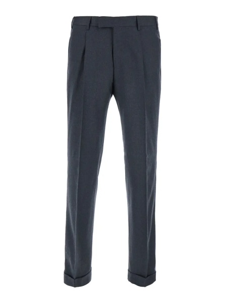 Pantaloni Gray Pants with Single Pleat on the Front in Wool Blend for Men