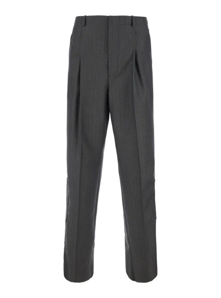 Pantaloni Grey Pants with all-over stripe motif and zip pockets on the legs in wool and mohair for men