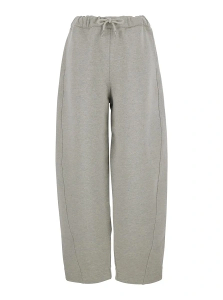 Pantaloni Grey pants with drawstring waist and logo patch on the back in cotton for women