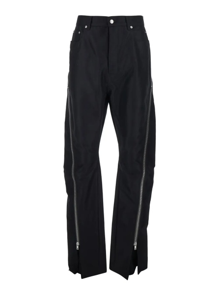 Pantaloni Men's 'Bolan Banana' Black Stretch Cotton Pants with Zip Details