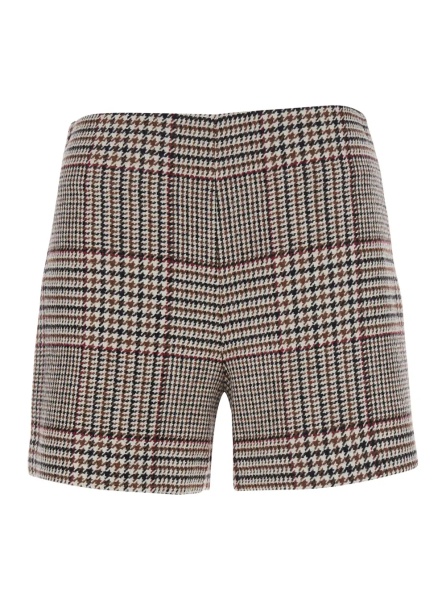 Pantaloni Multicolor Shorts with side zip closure and prince of wales motif in blend for women