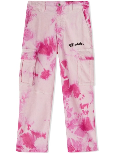 Pantaloni Off-White roz din elastan si bumbac